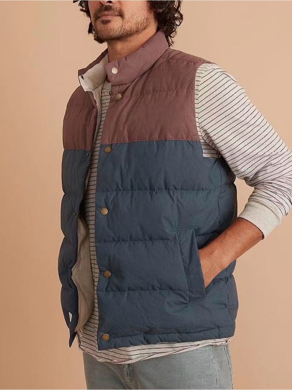 Marine Layer Sequoia Flannel Lined Down Puffer Vest Size Xlarge